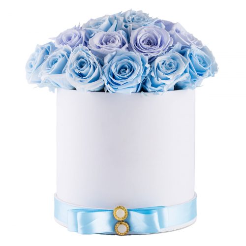 Цветы в шляпной коробке «Голубая мечта»