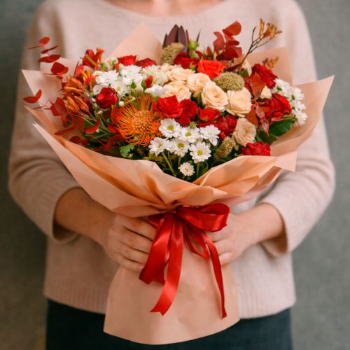 Флористический букет «Огненный»