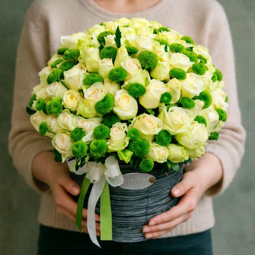 Ведро с цветами «Зеленый бриз»
